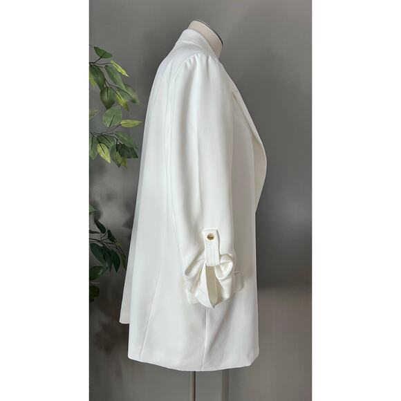 T Tahari White Coastal Open Roll Up Sleeve Blazer Size Large - Picture 6 of 9